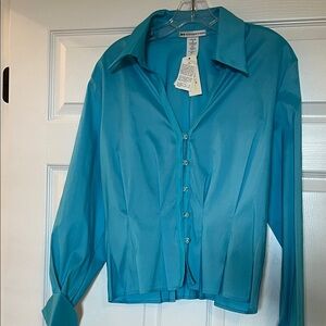 Women's Blue Button-Up Blouse